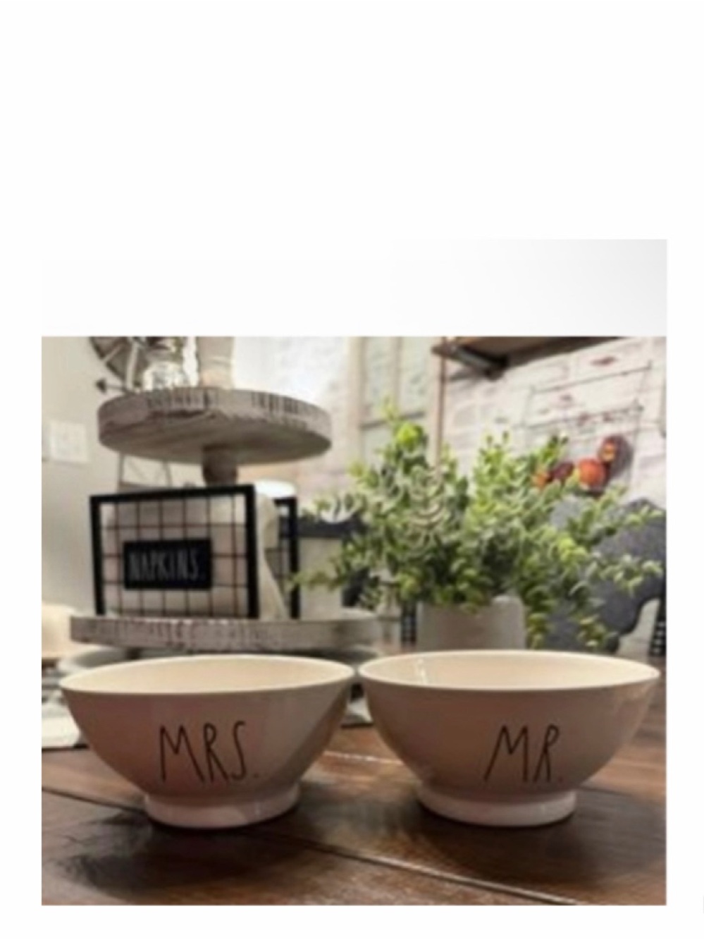 NEW Rae Dunn MR & MRS Ice Cream Cereal Soup Bowls Set Wedding Bridal Gift